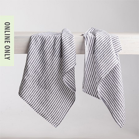 Ecoanthology 100% Linen Stripe Tea Towel 2 Pack